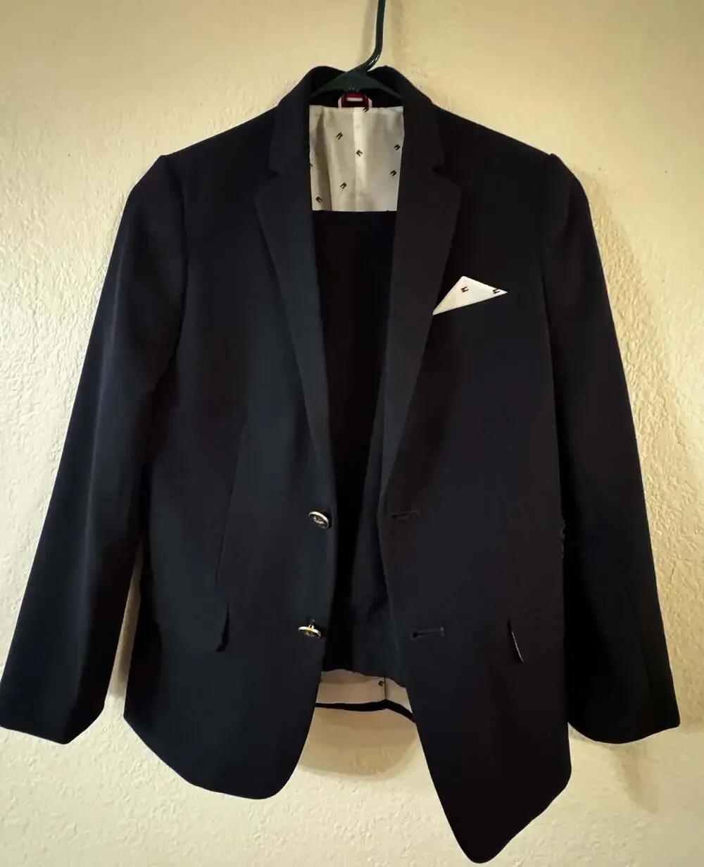 Tommy Hilfiger Boys Navy 2-Piece Suit Jacket & Pants Size 10 EUC